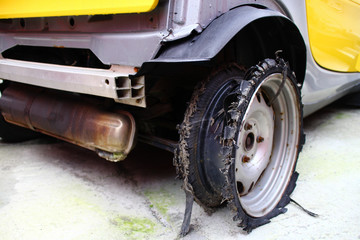 Burst tyre.