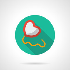 Heart with string round flat style vector icon