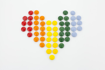Candies in a lgbt heart shape