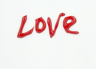 Word Love on white Valentine Card