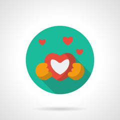 Heart gift round flat color vector icon