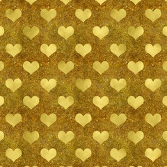 Faux Gold Foil Metallic Hearts Background Pattern Texture