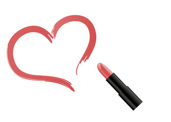 Vector picture of pink lipstick heart