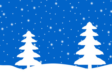 Winter landscape with falling snow. Vector illustration.