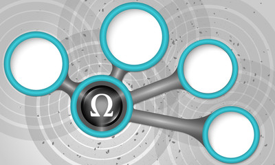 Obraz premium Vector circular text boxes for your text and omega icon