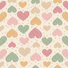Hand drawn stripped hearts seamless pattern