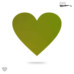 Green heart isolated on white background.