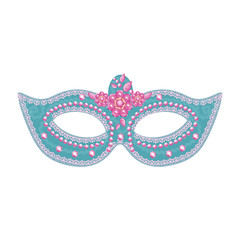 vector female carnival mask with sequins, lace and flowers
