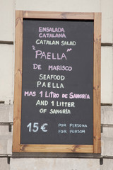 Catalan Menu including Paella in Barcelona, Catalonia, Spain