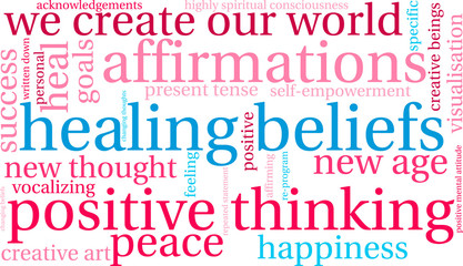 Healing Beliefs word cloud on a white background. 