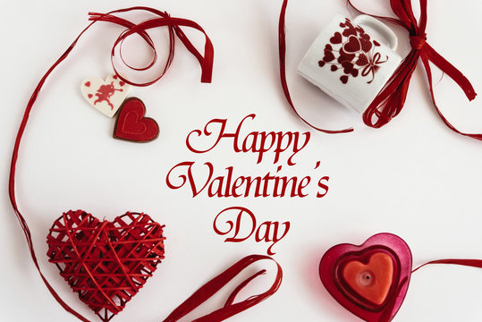 stylish heart love elements on white background, happy valentine