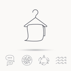 Bath towel icon. Cleaning service sign.