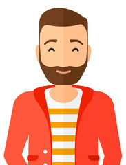 Pleased man with his eyes closed.