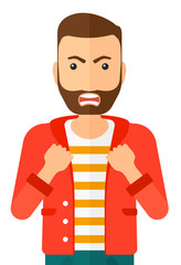 Raging man screaming.