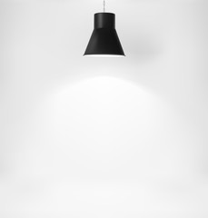 Steel ceiling lamp on gray backdrop. It can be used for the presentation of goods and etc