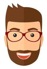 Cheerful man laughing ecstatically.