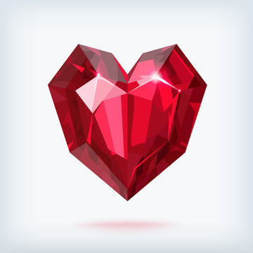 Faceted ruby heart vector illustration