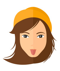 Contemptuous woman sticking out her tongue.