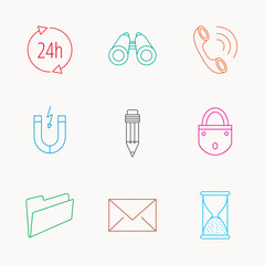 Phone call, pencil and mail icons.