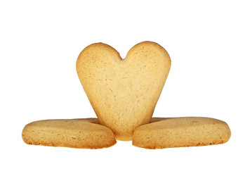 Cookies in the shape of a heart on a white background