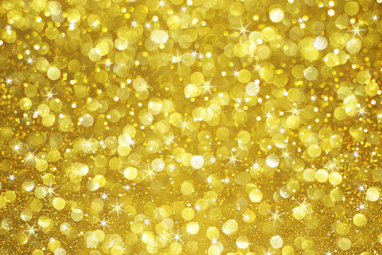 gold glitter bokeh with stars abstract background