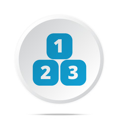 Flat blue 123 Blocks icon on circle web button on white