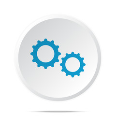 Flat blue Gears icon on circle web button on white