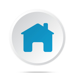 Flat blue Home icon on circle web button on white
