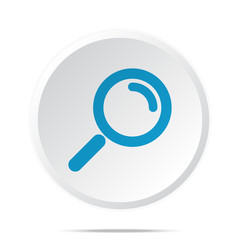 Flat blue Magnifying Glass icon on circle web button on white