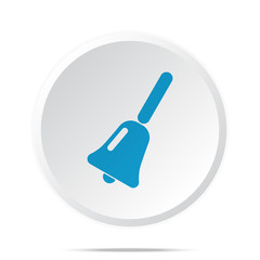 Flat blue School Bell icon on circle web button on white