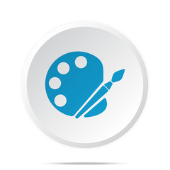 Flat blue Palette icon on circle web button on white