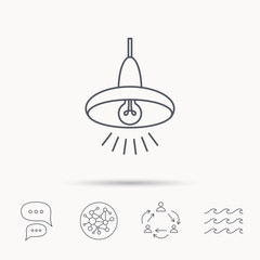 Ceiling lamp icon. Light illumination sign.