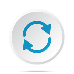 Flat blue Refresh icon on circle web button on white