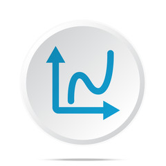 Flat blue Graph icon on circle web button on white