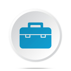 Flat blue Briefcase icon on circle web button on white