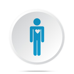 Flat blue Heart icon on circle web button on white