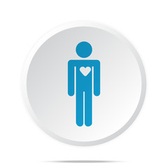 Obraz premium Flat blue Heart icon on circle web button on white