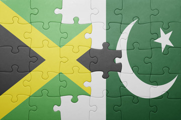 puzzle with the national flag of pakistan and jamaica
