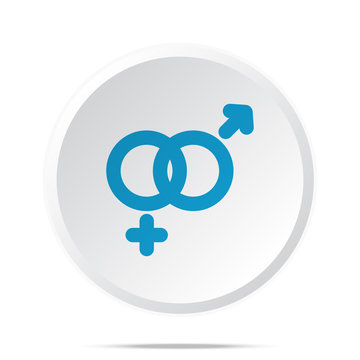 Flat blue Gender icon on circle web button on white