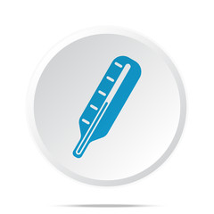 Flat blue Thermometer icon on circle web button on white