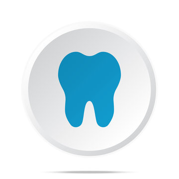 Flat blue Tooth icon on circle web button on white