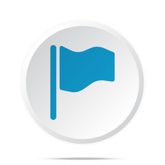 Flat blue Flag icon on circle web button on white
