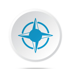 Flat blue Compass Rose icon on circle web button on white