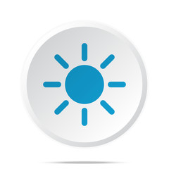 Flat blue Sun icon on circle web button on white
