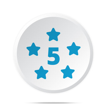 Flat blue Five Star icon on circle web button on white