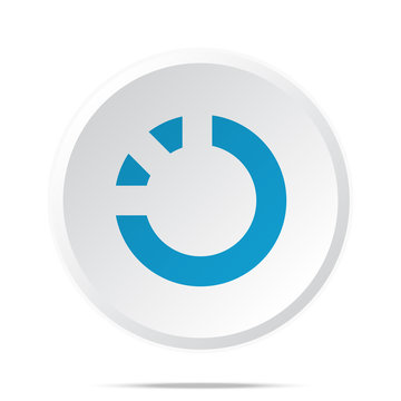 Flat blue Loading icon on circle web button on white