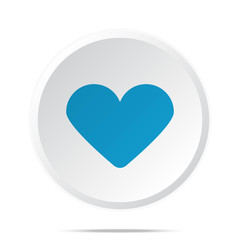 Flat blue Heart icon on circle web button on white