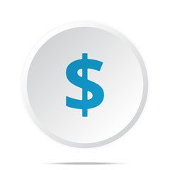 Flat blue Dollar icon on circle web button on white