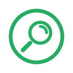 Flat green Magnifying Glass icon and green circle