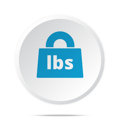 Flat blue Weight Pounds icon on circle web button on white